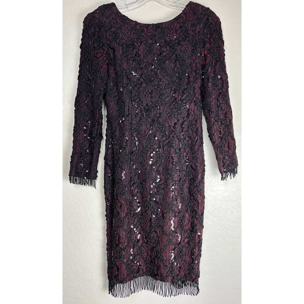 Shuet Young HW Collections Lace Sequin Beaded Dress Purple Black 9-10 2406โ